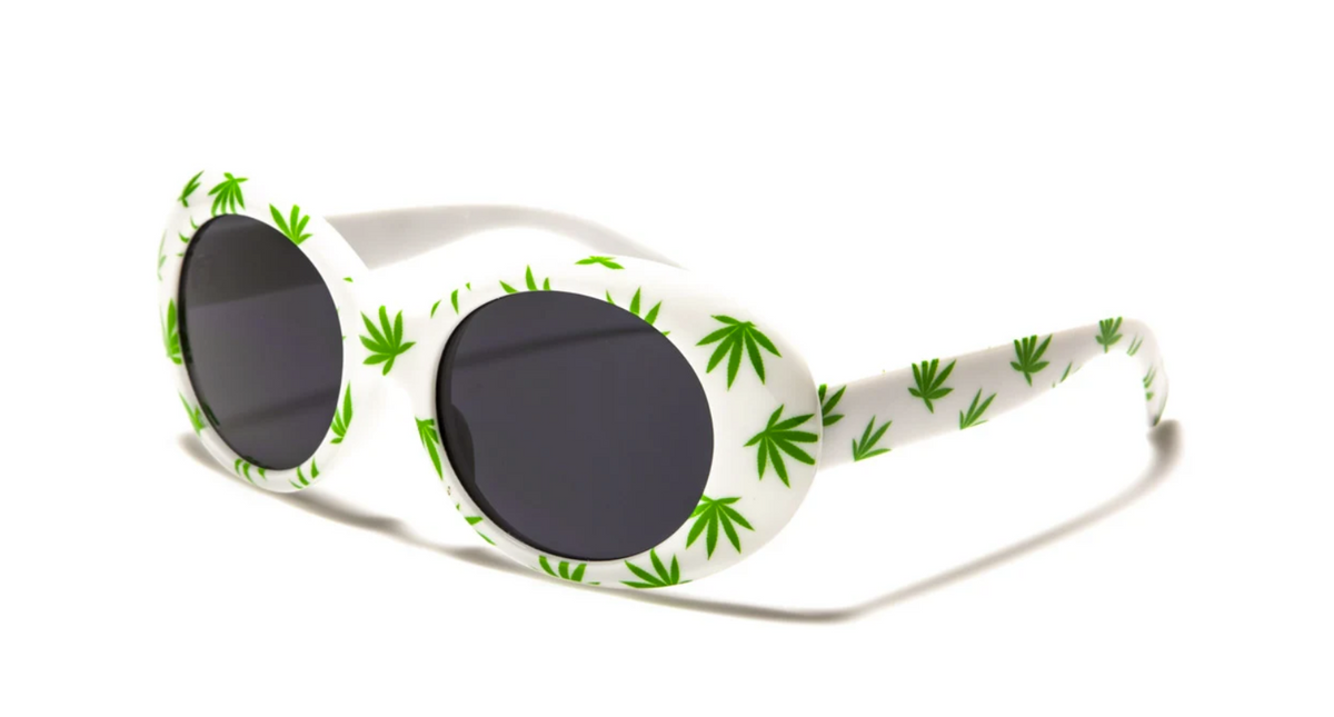 Round Marijuana Leaf Print Sunglasses