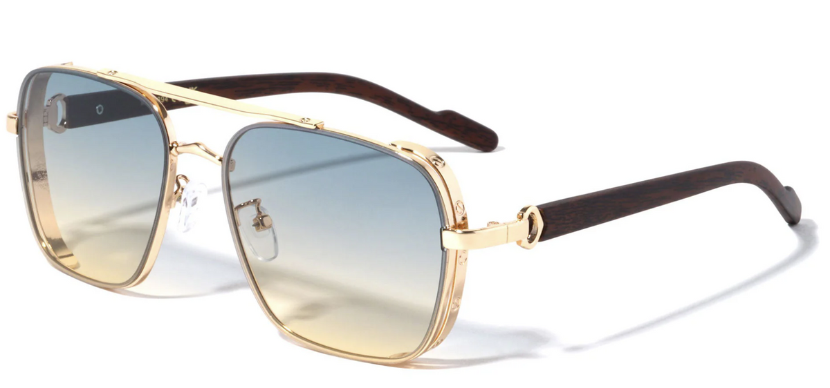 Aviator Wood Temple Sunglasses