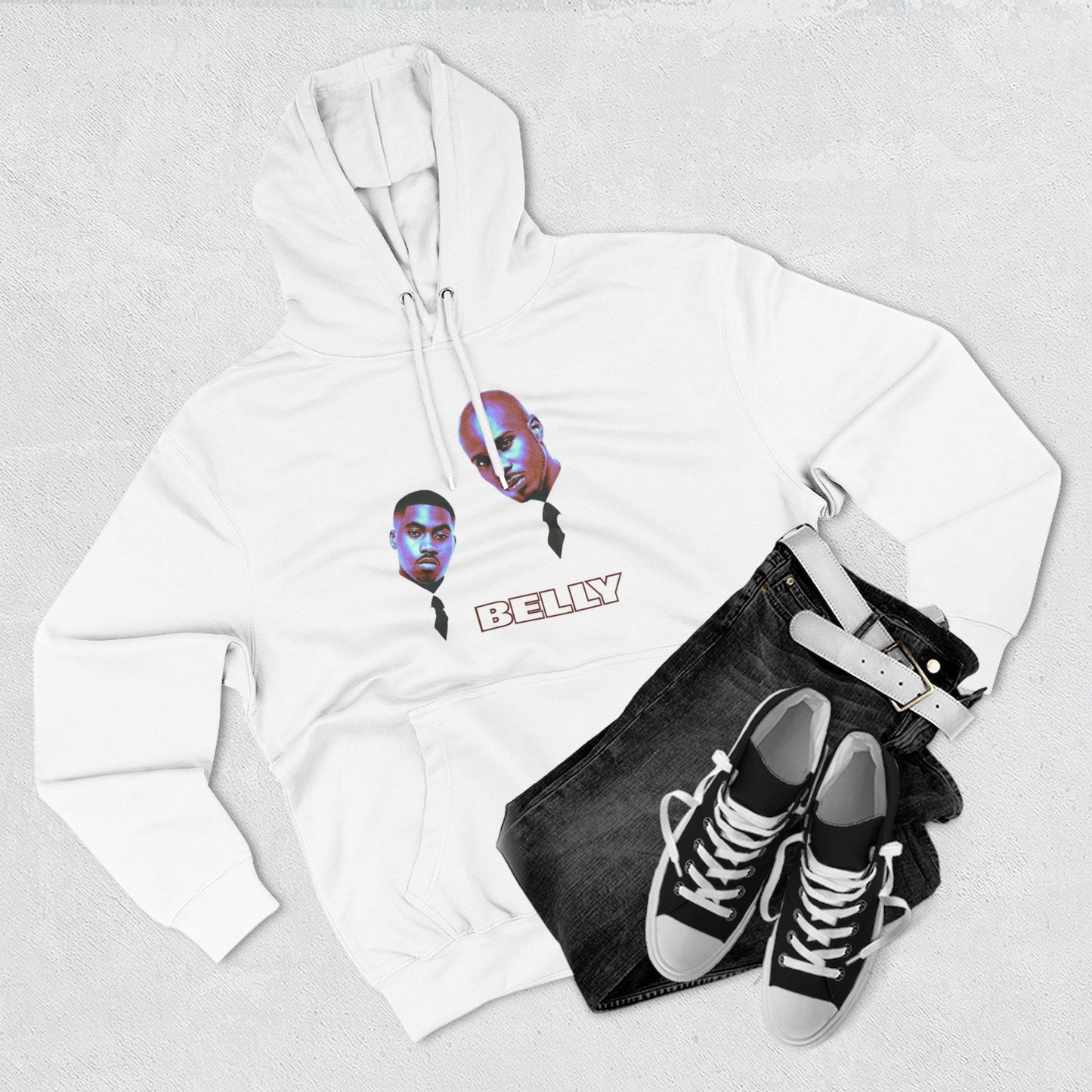 Belly Duo Portrait Hoodie – Retro Vaporwave Rap Artist Graphic Hoodie