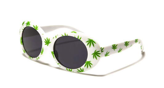 Round Marijuana Leaf Print Sunglasses