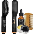 5-in-1 Beard Straightener Kit with Beard Oil & Balm