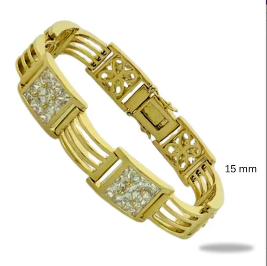 Men’s Bracelet with Princess Cut Square Stones – 15mm