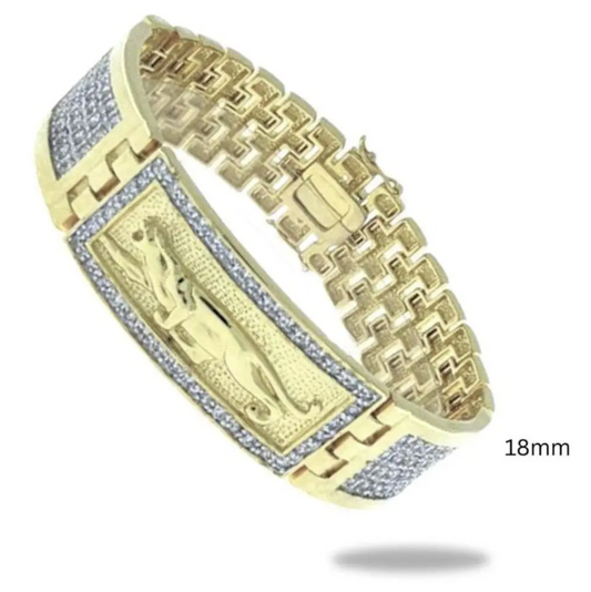 Premium 18mm ID Bracelet – Panther Design with Crystal Stones