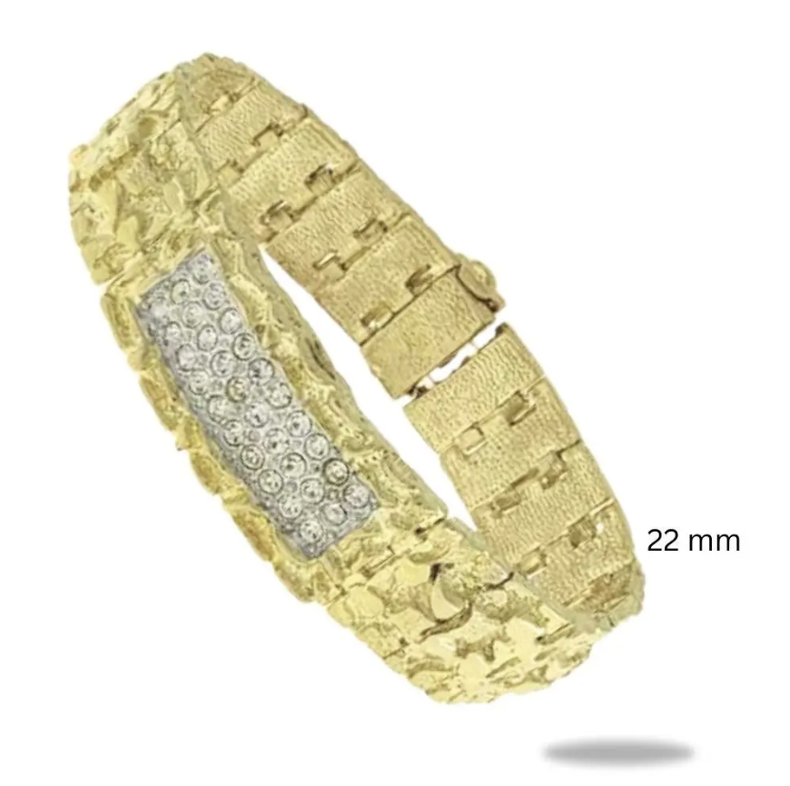 22mm Bold Men’s ID Nugget Bracelet with Pavé Stones