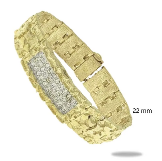 22mm Bold Men’s ID Nugget Bracelet with Pavé Stones