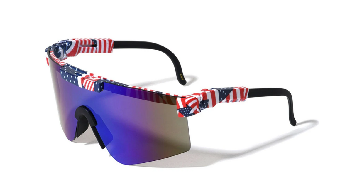 USA Flag Rimless Shield Sunglasses