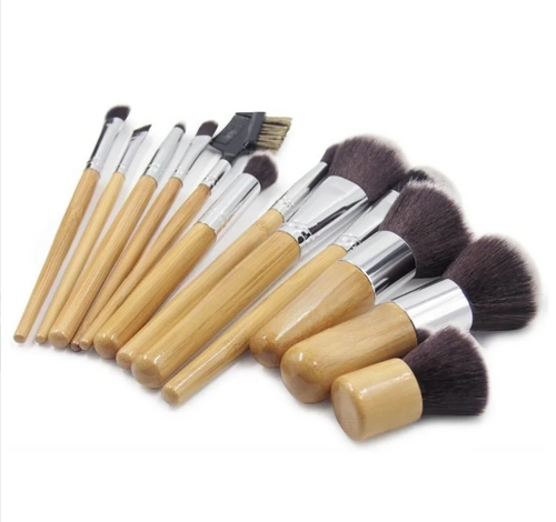 12 Pc Professional Bamboo Makeup Brush Set