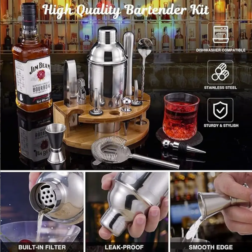 12-Piece Bartender Kit with Bamboo Stand